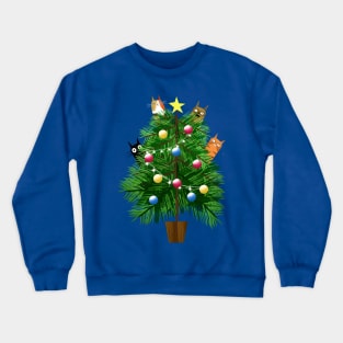 Christmas Tree and Cats Crewneck Sweatshirt